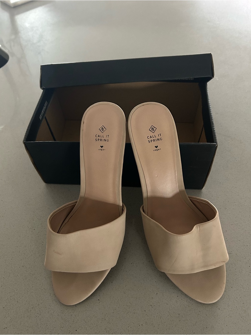 Call It Spring Neutral Beige Slide Mules - Picture 4 of 5